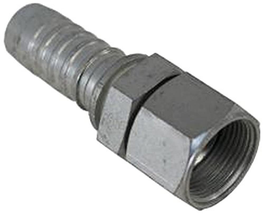 Gates 12GS-10FJX GlobalSpiral Couplings, Female JIC 37° Flare Swivel, Zinc Plated Carbon Steel, 3.87", 3/4" ID