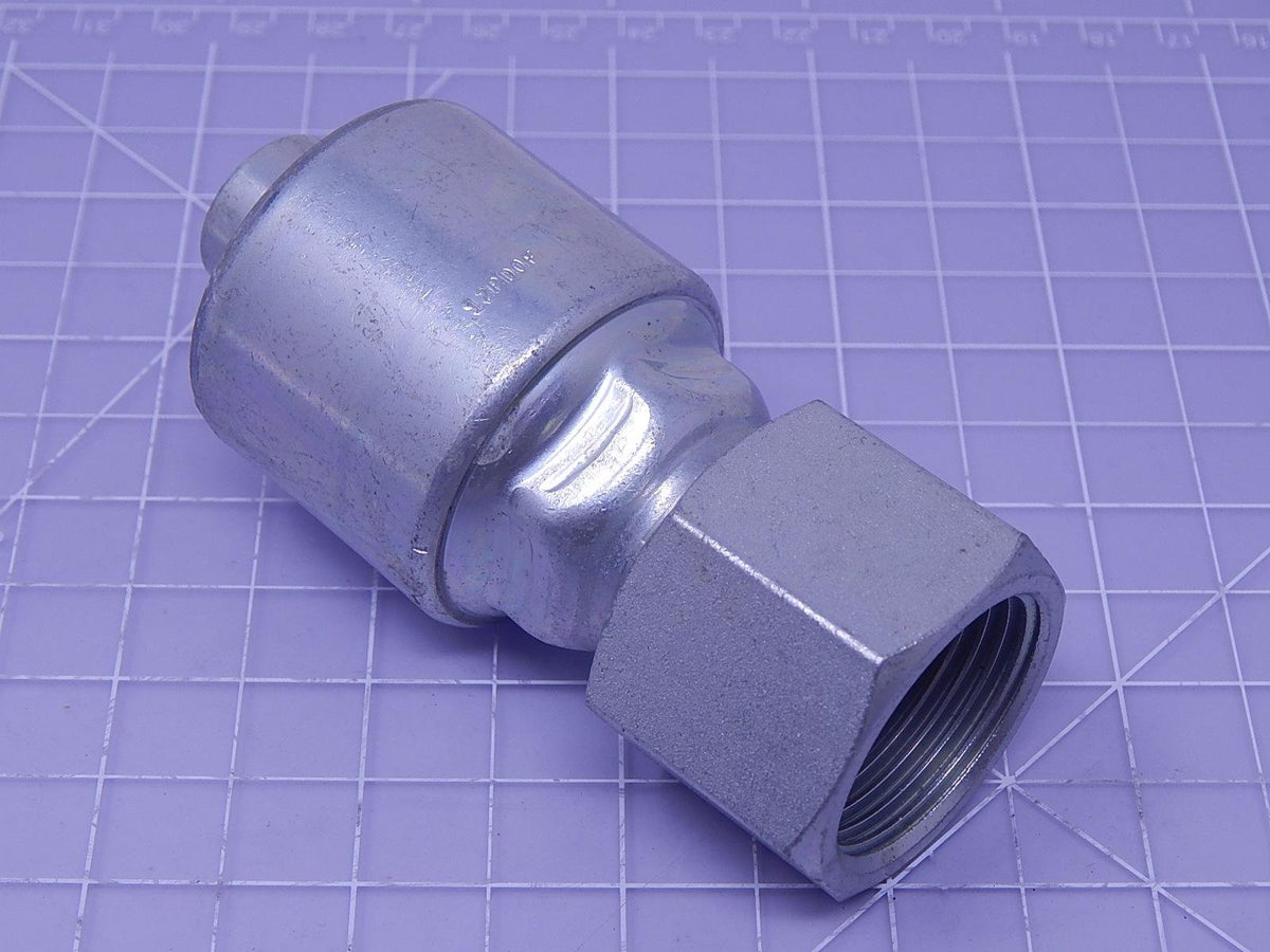 Gates 12G-14FJX MegaCrimp Couplings, Female JIC 37 Flare Swivel, Zinc Plated Carbon Steel, 3.81", 3/4" ID