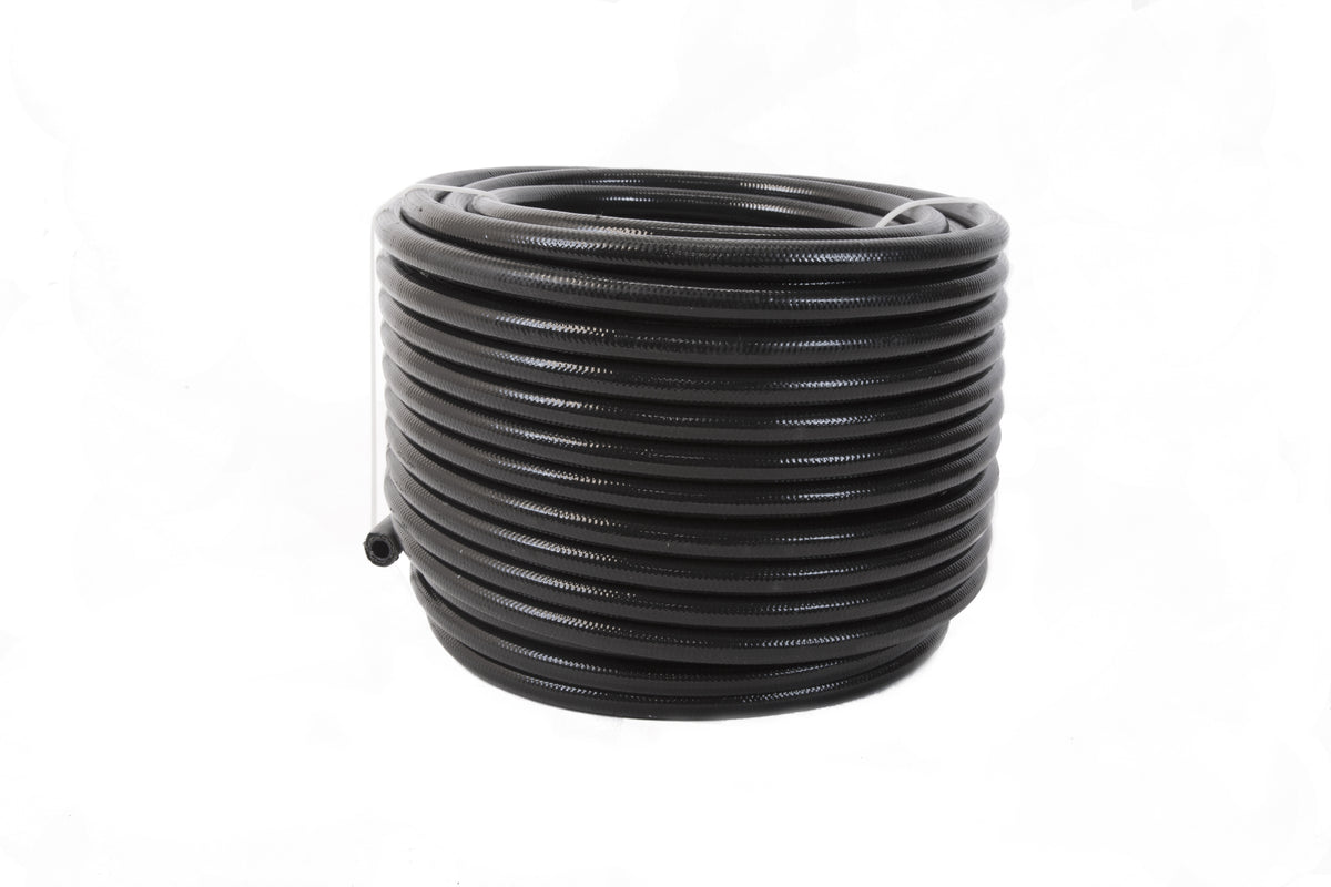 8an PTFE S/S Braided Hose 20ft Black Jacketed