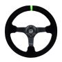 NRG RST-036MB-S-GN Reinforced Steering Wheel 350mm/3in. Deep Blk Suede/ Neon Green Stitch w/5mm Matte Black Spoke