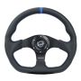 NRG RST-024MB-R-BL Reinforced Steering Wheel (320mm) Sport Leather Flat Bottom w/ Blue Center/ Blue Stitching
