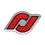 RockJock Sticker Epoxy Dome 1in Tall x 1.6in Wide Red Black and Silver