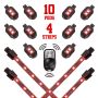 XKGLOW XK034002-R XK Glow Single Color  LED Accent Light Motorcycle Kit Red - 10xPod + 4x8InStrips