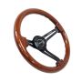 NRG Reinforced Steering Wheel (350mm / 3in. Deep) Brown Wood w/Blk Matte Spoke/Black Center Mark