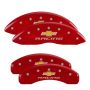 MGP 14033SBRCRD 4 Caliper Covers Engraved Front & Rear Chevy racing Red finish silver ch