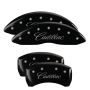 MGP 35020SCADBK 4 Caliper Covers Engraved Front & Rear Cursive/Cadillac Black finish silver ch