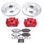 PowerStop KC7032A-26 Z26 Street Performance Ceramic Brake Pad, Drilled Slotted Rotor, and Caliper Kit