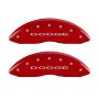 MGP Front set 2 Caliper Covers Engraved Front With out stripes/Dodge Red finish silver ch