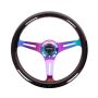 NRG Classic Wood Grain Steering Wheel (350mm) Black Paint Grip w/Neochrome 3-Spoke Center