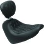Mustang Motorcycle 83016 Mustang 18-21 Harley Fat Bob Wide Tripper Solo Seat w/Driver Backrest Diamond Stitch - Black