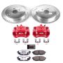 PowerStop KC5883-26 Z26 Street Performance Ceramic Brake Pad, Drilled Slotted Rotor, and Caliper Kit
