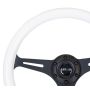 NRG Classic Wood Grain Steering Wheel (350mm) Glow-In-The-Dark Blue Grip w/Black 3-Spoke Center