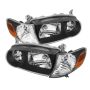 Xtune Toyota Corolla 01-02 Crystal Headlights w/ Amber Corner Lights Black HD-JH-TC01-AM-BK