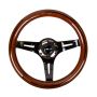 NRG Classic Wood Grain Steering Wheel (310mm) Dark Wood & Black Line Inlay w/Blk Chrome 3-Spoke Ctr.