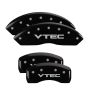 MGP 39005SVTCBK 4 Caliper Covers Engraved Front & Rear Vtech Black finish silver ch