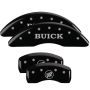 MGP 49001SBSHBK 4 Caliper Covers Engraved Front Buick Engraved Rear Buick Shield Black finish silver ch