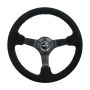 NRG Reinforced Steering Wheel (350mm / 3in. Deep) Blk Suede/Blue BBall Stitch w/5mm Matte Blk Spokes