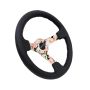 NRG Reinforced Steering Wheel (350mm / 3in. Deep) Blk Leather Floral Dipped w/ Blk Baseball Stitch