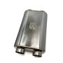 Stainless Bros 616-06323-2250 17in OAL 2.5in Thin Oval SS304 Polished Finish Muffler - 2.5in Dual In/Dual Out