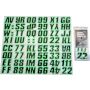 Hardline BLKKI500 Snowmobile Lettering Registration Kit 2 in. - 500 Black/Kiwi Green