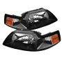 SPYDER 5064349 Xtune Ford MUStang 99-04 OEM Amber Headlights Black HD-JH-FM99-AM-BK