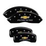 MGP 13007SBRCBK 4 Caliper Covers Engraved Front & Rear Chevy racing Black finish silver ch