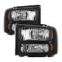SPYDER 9032998 Xtune Ford F250 F350 F450 Superduty Excursion 99-04 Headlights Black HD-JH-FF25099-HA-BK