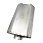 Stainless Bros 616-07623-2120 17in OAL 3in Oval SS304 Polished Finish Muffler - 3in Center In/2.5in Dual Out