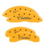 MGP 35011SCADYL 4 Caliper Covers Engraved Front & Rear Cursive/Cadillac Yellow finish black ch