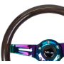 NRG Classic Wood Grain Steering Wheel (310mm) Black w/Neochrome 3-Spoke Center