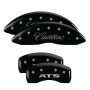 MGP 35007SATSBK 4 Caliper Covers Engraved Front Cadillac Engraved Rear ATS Black finish silver ch