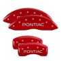 MGP 18031SPOPRD 4 Caliper Covers Engraved Front & Rear Pontiac Red finish silver ch