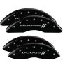 MGP 12124SDD3BK 4 Caliper Covers Engraved Front & Rear With stripes/Dodge Black finish silver ch
