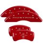 MGP 10201SMB2RD 4 Caliper Covers Engraved Front 2015/Mustang Engraved Rear 2015/Bar & Pony Red finish silver ch