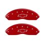 MGP Front set 2 Caliper Covers Engraved Front Bowtie Red finish silver ch
