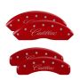 MGP 35005SCADRD 4 Caliper Covers Engraved Front & Rear Cursive/Cadillac Red finish silver ch