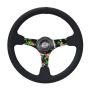 NRG RST-036TROP-S Reinforced Steering Wheel (350mm / 3in. Deep) Black Suede w/ 5mm Floral 3-Spoke Center