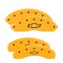 MGP 14240SBOWYL 4 Caliper Covers Engraved Front & Rear Bowtie Yellow finish black ch