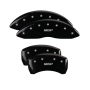 MGP 4 Caliper Covers Engraved Front/Rear 18-19 Buick Regal Sportback Black Finish Silver Characters