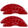 MGP 14173SBOWRD 4 Caliper Covers Engraved Front & Rear Bowtie Red finish silver ch