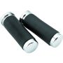 Bikers Choice 482549 Chrome & Leather 1 Inch Grips Universal Pr