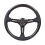 NRG Carbon Fiber Steering Wheel (350mm / 1.5in. Deep) Leather Trim w/Blk Stitch & Slit Cutout Spokes