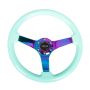 NRG Reinforc Steering Wheel (350mm / 3in. Deep) Minty Fresh Wood Grain w/Neochrome 3-Spoke Center
