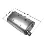 Different Trend Ultra Quiet Performance Mufflers Quiet Muffler 1.75″ Offset / 1.75″ Offset; 409 Raw Stainless Steel 49014