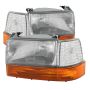 SPYDER 9027338 Xtune Ford F150/Bronco 92-96 Headlights w/Corner Bumper 6pcs Amber- Clear HD-JH-FB92-SET-OEAM-C