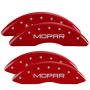 MGP 55002SMOPRD 4 Caliper Covers Engraved Front & Rear MOPAR Red finish silver ch