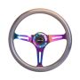 NRG Classic Wood Grain Steering Wheel (350mm) Chameleon/Pearlescent Paint Grip w/Neochrome 3-Spoke