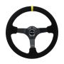 NRG Reinforced Steering Wheel (350mm / 3in. Deep) Blk Suede/X-Stitch w/5mm Blk Spoke & Yellow CM