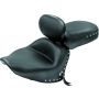 Mustang Motorcycle 79476 Mustang 07-17 Yamaha V-Star 1300,1300 Tourer Wide 2PC Seat w/ Driver Backrest Studs- Black