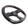 NRG Carbon Fiber Steering Wheel (320mm) Flat Bottom & Leather Trim w/Red Stitching